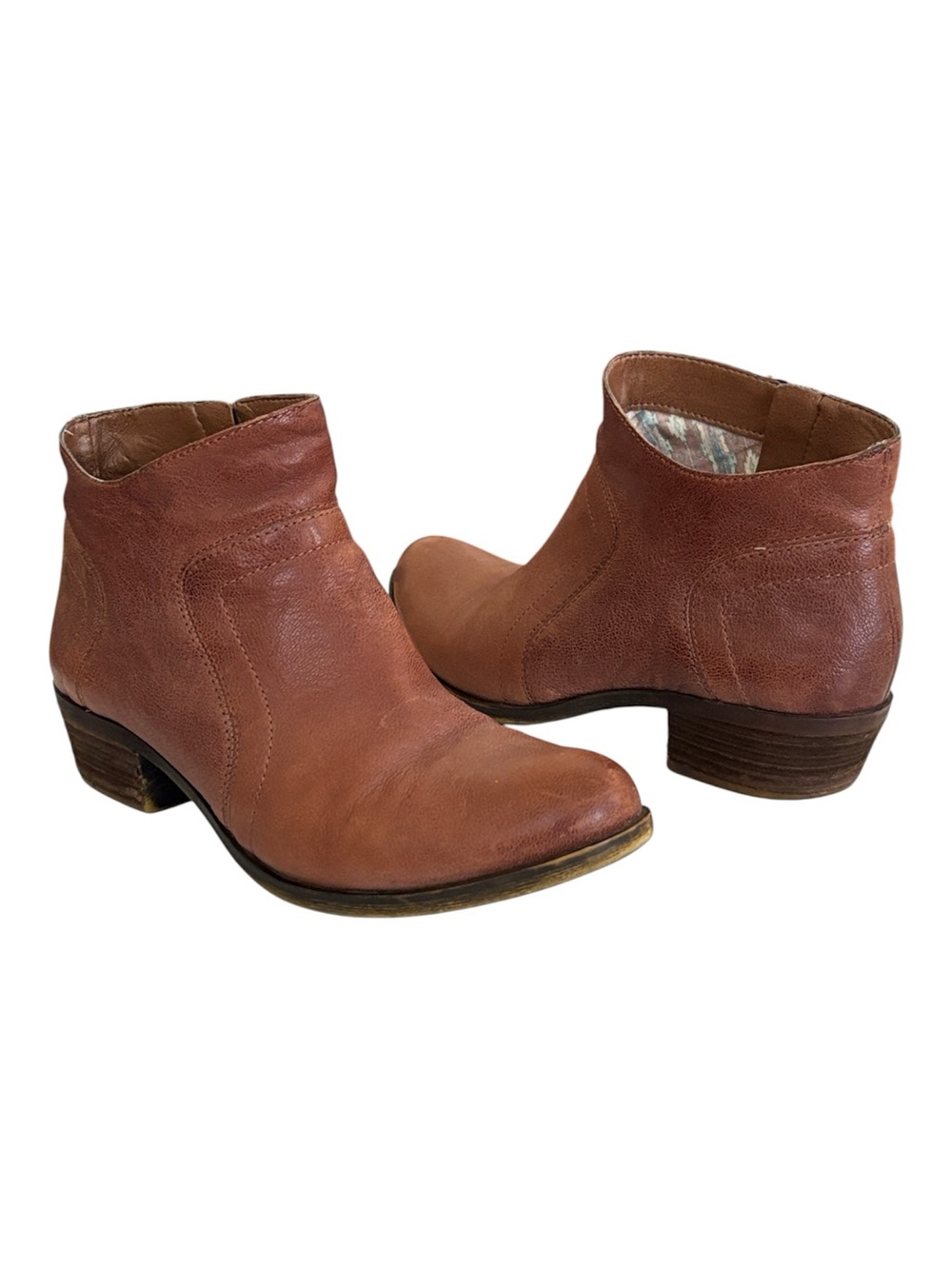 Lucky Brand Brolley Brown Tan Cognac Leather Ankle Boots. Size US 8M / EUR 38